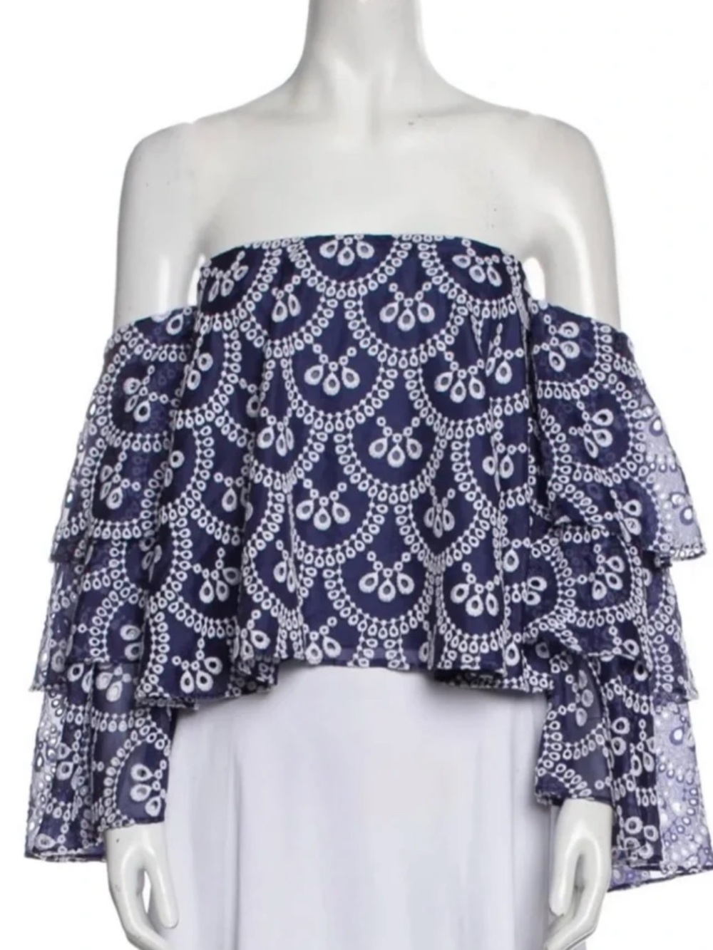Caroline Constas Top XS Off-the-Shoulder Top Long Sleeve Ruffles